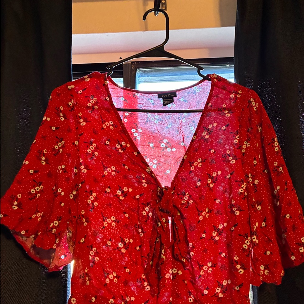 Rue21 Red Floral Blouse